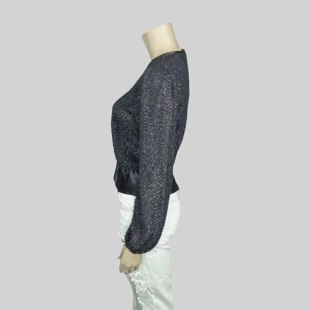Vintage Shimmery Long Sleeve Peplum Blouse 10‎ - Picture 2 of 6
